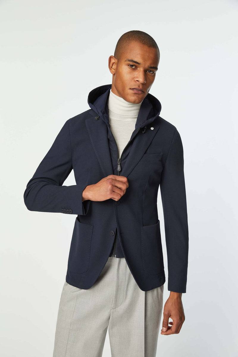 Lubiam Travel jacket con cappuccio blu Travel jacket con cappuccio blu
