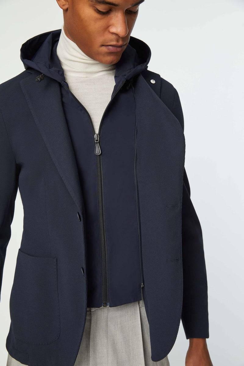 Lubiam Travel jacket con cappuccio blu Travel jacket con cappuccio blu Hotsell