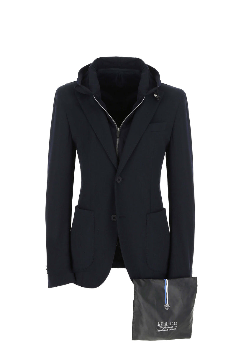 Lubiam Travel jacket con cappuccio blu Travel jacket con cappuccio blu Hotsell