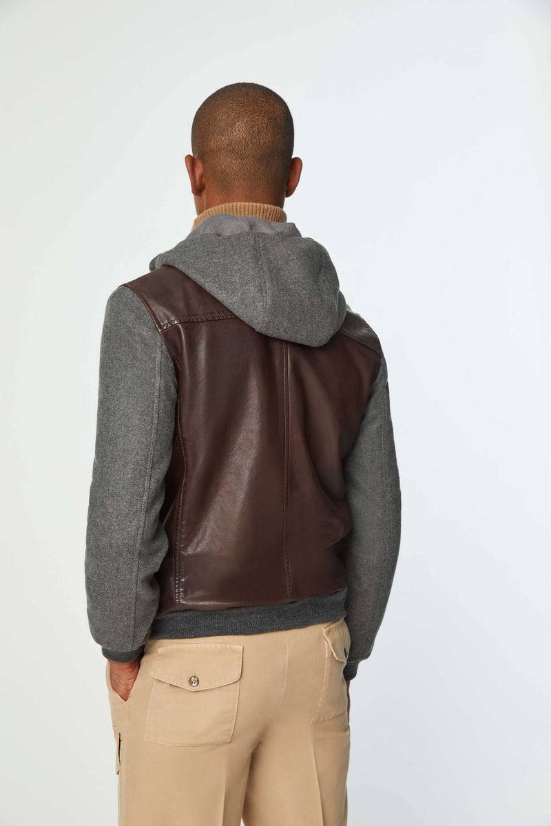 Lubiam Giubbino in pelle con inserti in felpa Giubbino in pelle con inserti in felpa Soddisfazione Garantita