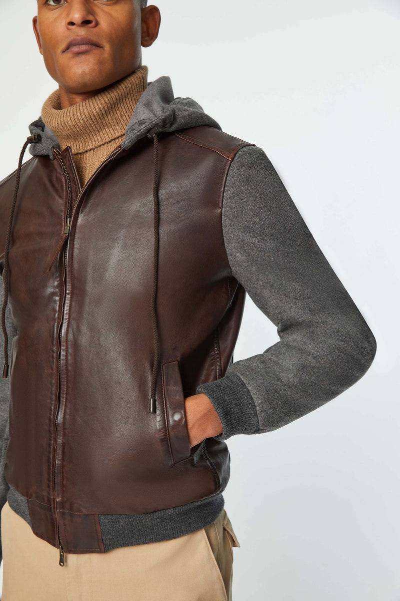 Lubiam Giubbino in pelle con inserti in felpa Giubbino in pelle con inserti in felpa Soddisfazione Garantita