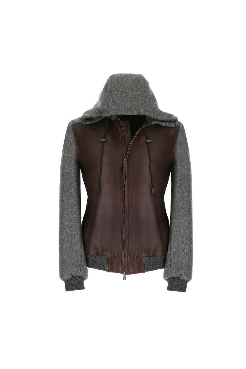 Lubiam Giubbino in pelle con inserti in felpa Giubbino in pelle con inserti in felpa Soddisfazione Garantita