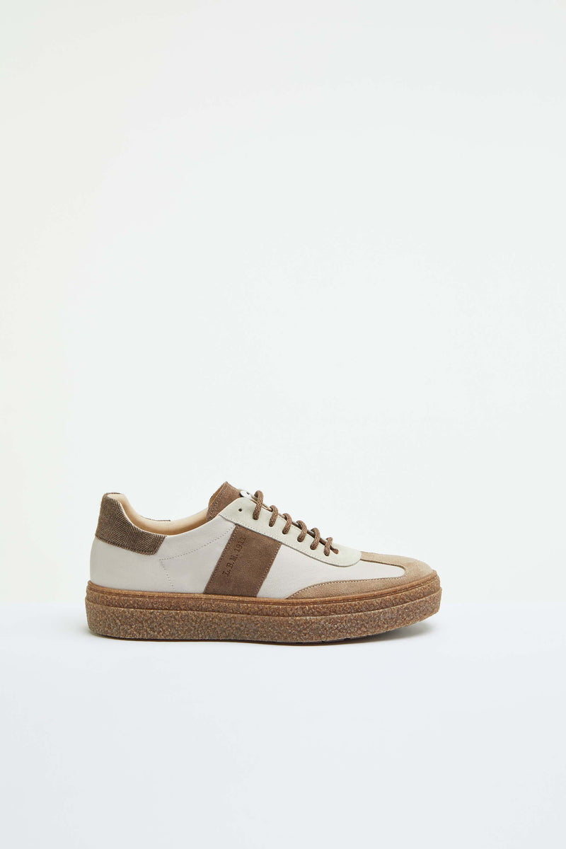Lubiam Sneaker stringate beige con dettagli in contrasto Sneaker stringate beige con dettagli in contrasto Economico