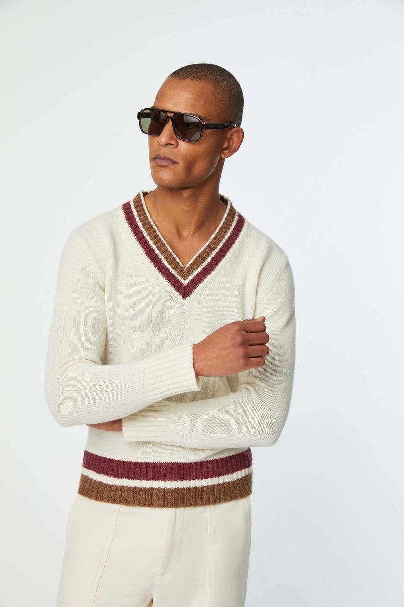Lubiam Maglia scollo a v con dettagli in contrasto Maglia scollo a v con dettagli in contrasto