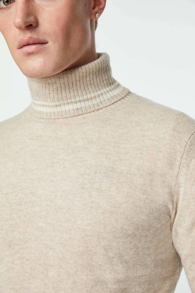 Lubiam Maglia dolcevita con dettagli in contrasto beige Maglia dolcevita con dettagli in contrasto beige Qualità