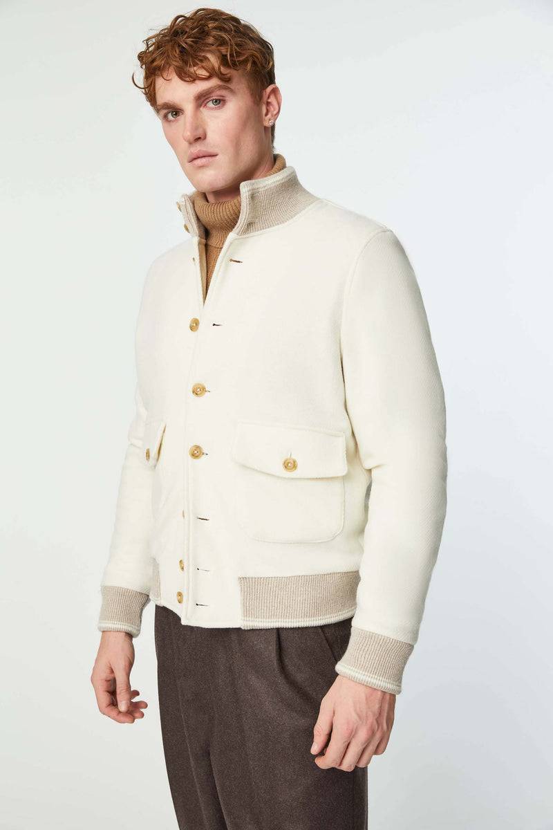 Lubiam Bomber in jersey bianco avorio Bomber in jersey bianco avorio