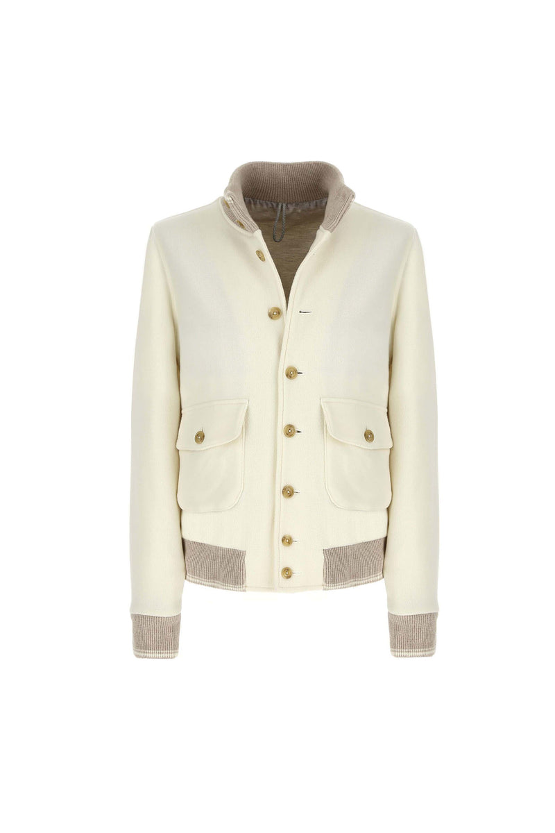 Lubiam Bomber in jersey bianco avorio Bomber in jersey bianco avorio Vendita