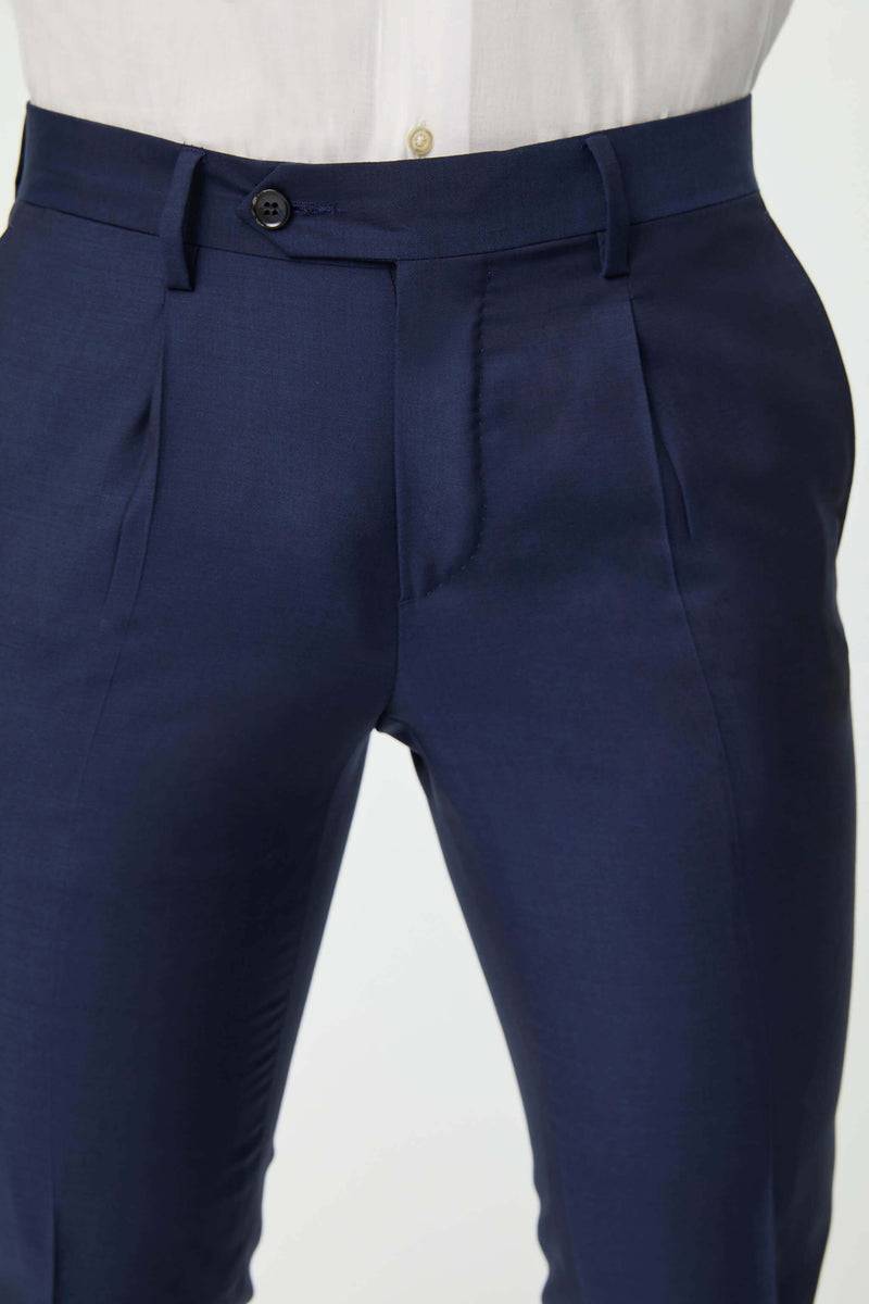 Lubiam Pantalone Duetto MAI TAI in lana blu elettrico Pantalone Duetto MAI TAI in lana blu elettrico Consegna Veloce