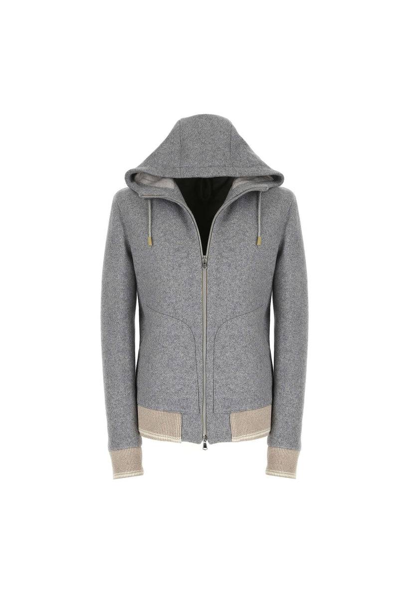 Lubiam Felpa con zip grigia con dettagli in contrasto Felpa con zip grigia con dettagli in contrasto Economico