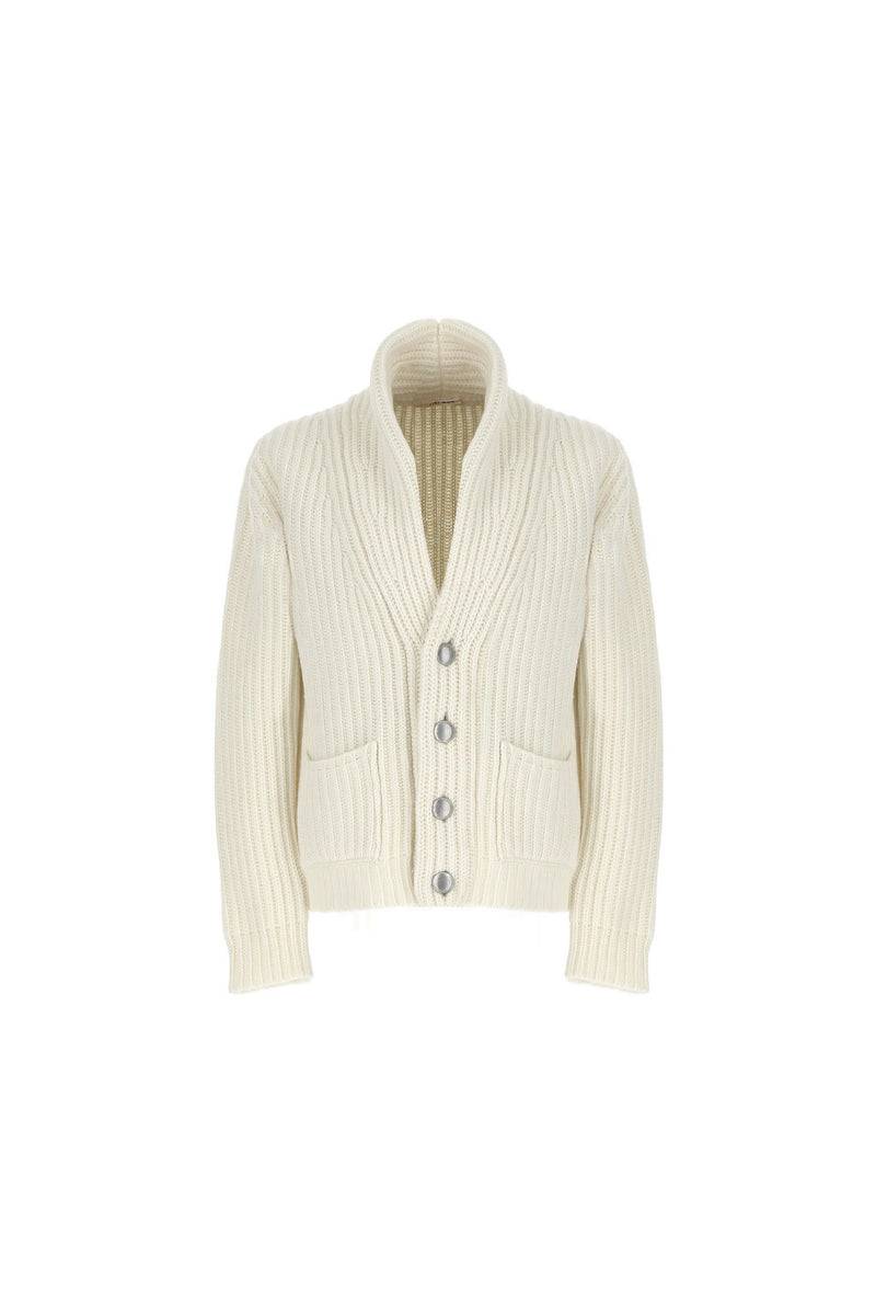 Lubiam Cardigan in maglia a coste bianco avorio Cardigan in maglia a coste bianco avorio In Linea