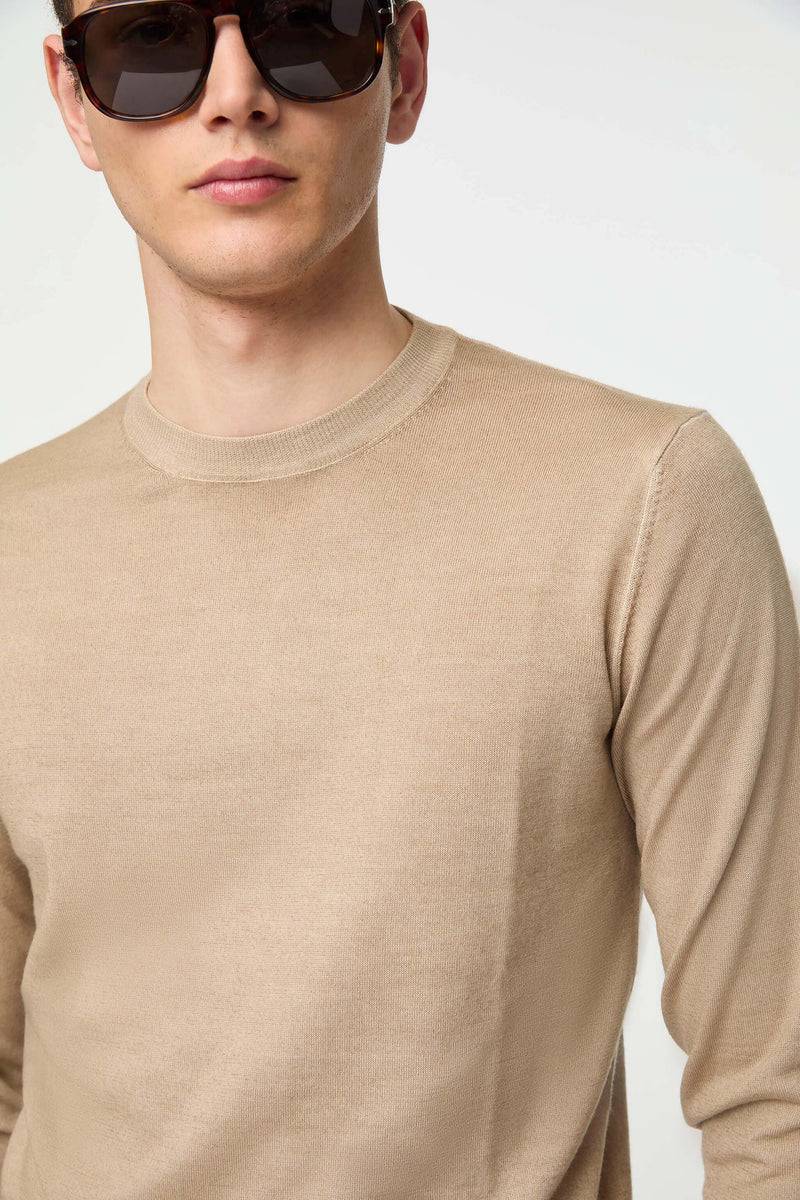 Lubiam Maglia girocollo leggera tinto capo beige Maglia girocollo leggera tinto capo beige Qualità Garantita