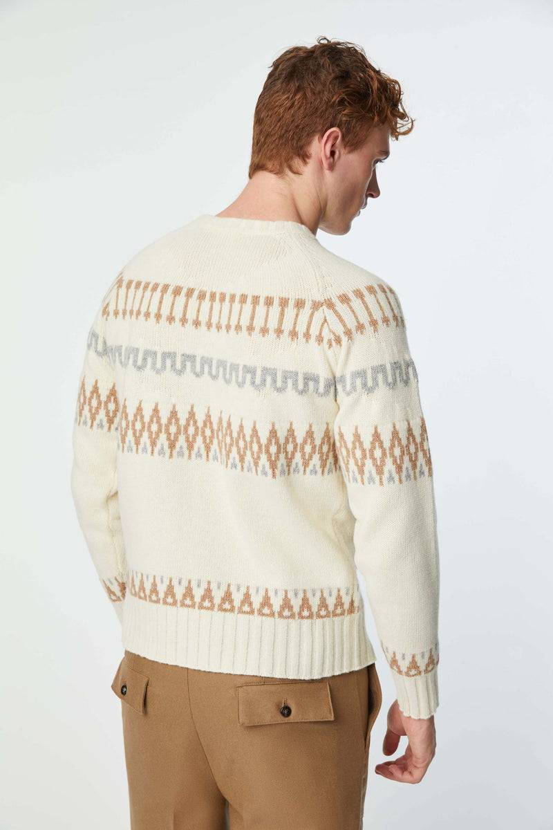 Lubiam Maglia girocollo disegno norvegese avorio Maglia girocollo disegno norvegese avorio Negozi Online