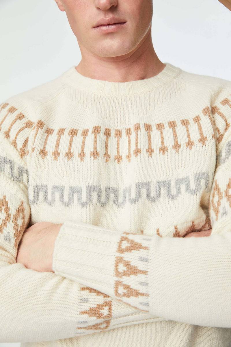 Lubiam Maglia girocollo disegno norvegese avorio Maglia girocollo disegno norvegese avorio Negozi Online