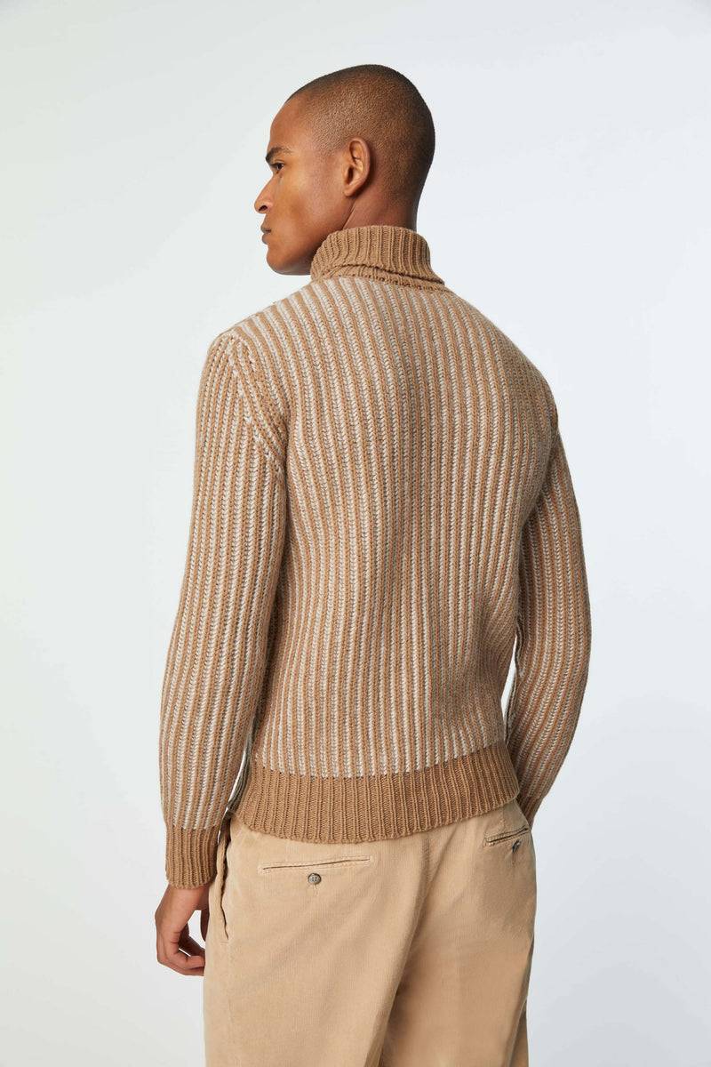 Lubiam Maglia dolcevita a coste cammello Maglia dolcevita a coste cammello Shopping Online