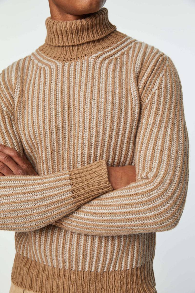 Lubiam Maglia dolcevita a coste cammello Maglia dolcevita a coste cammello Shopping Online