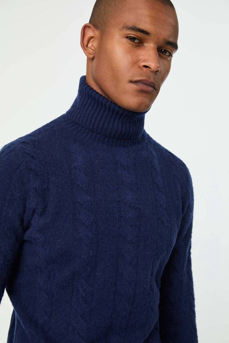 Lubiam Maglia dolcevita lavorata blu oceano Maglia dolcevita lavorata blu oceano Saldi Di Fabbrica