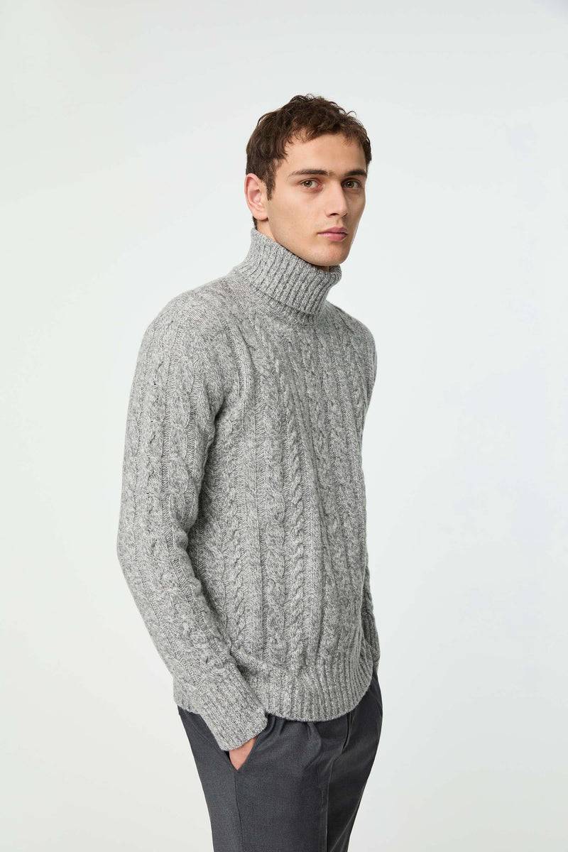 Lubiam Maglia dolcevita lavorata grigio melange Maglia dolcevita lavorata grigio melange Vendite Flash