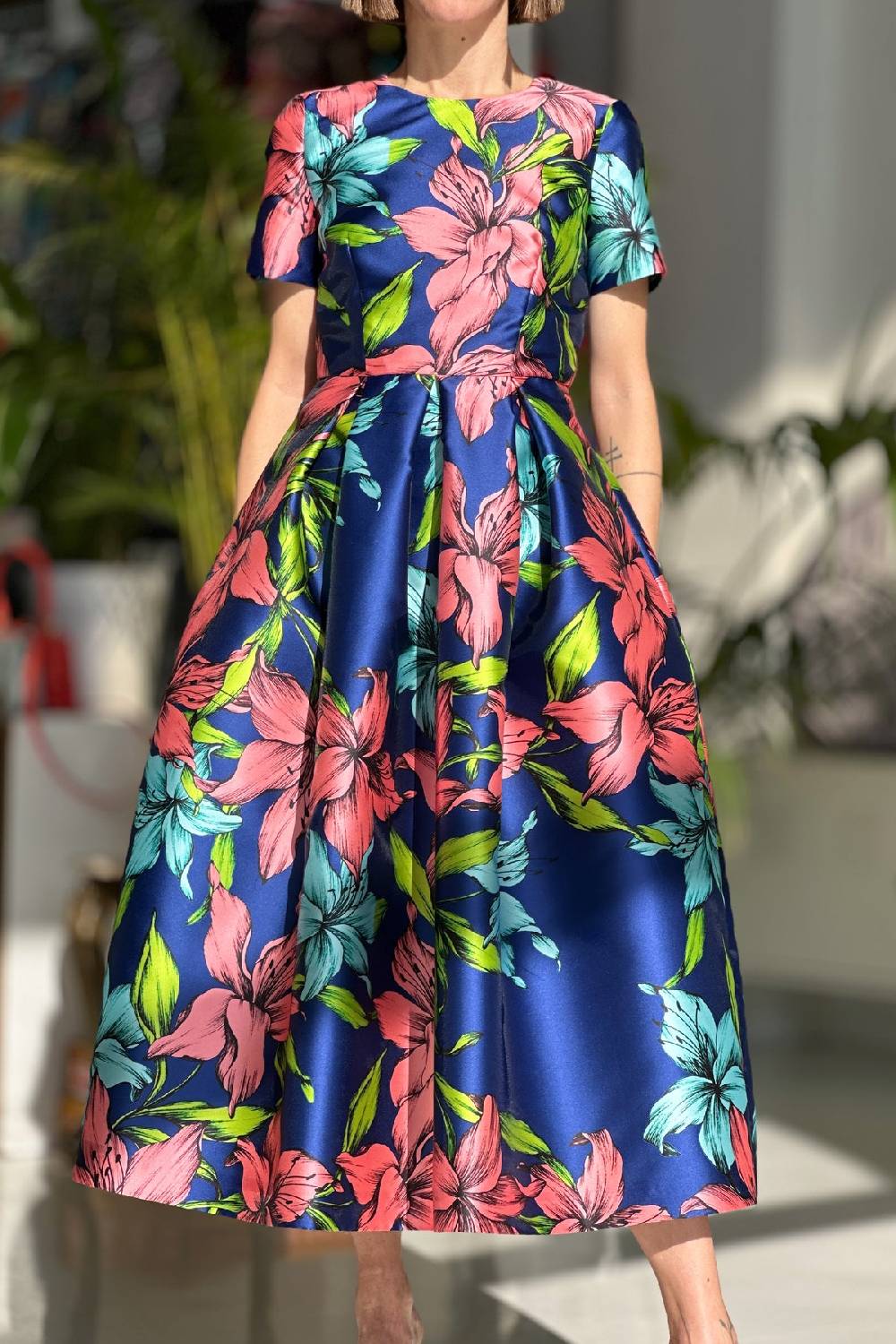 Lunatica Milano Abito Big Flower Blu Moda