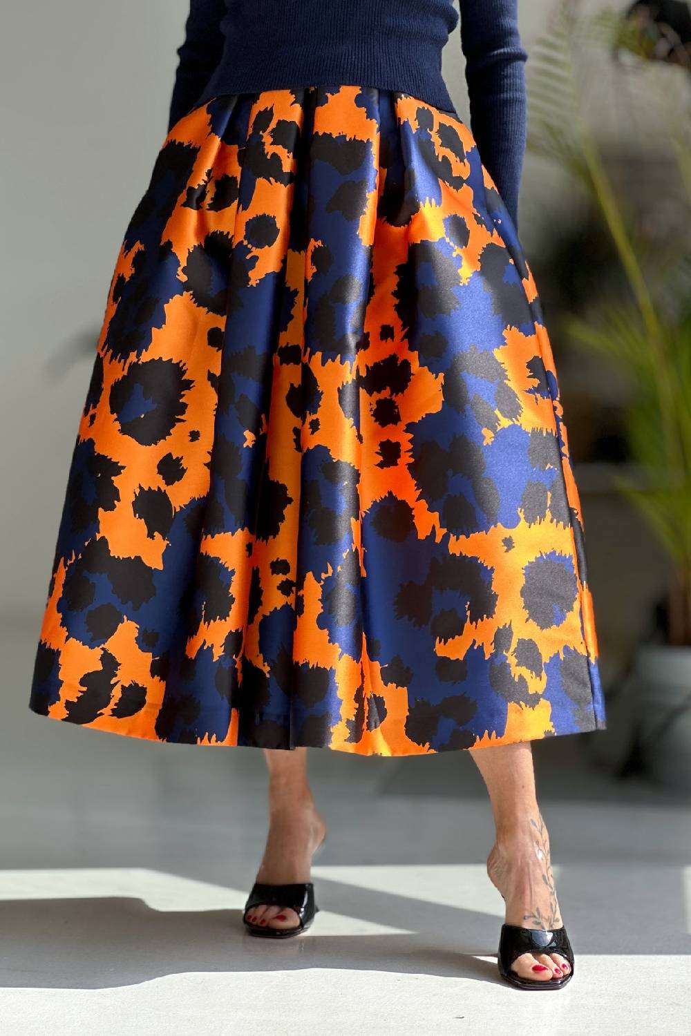 Lunatica Milano Gonna Animalier Orange Blu Pezzi Unici