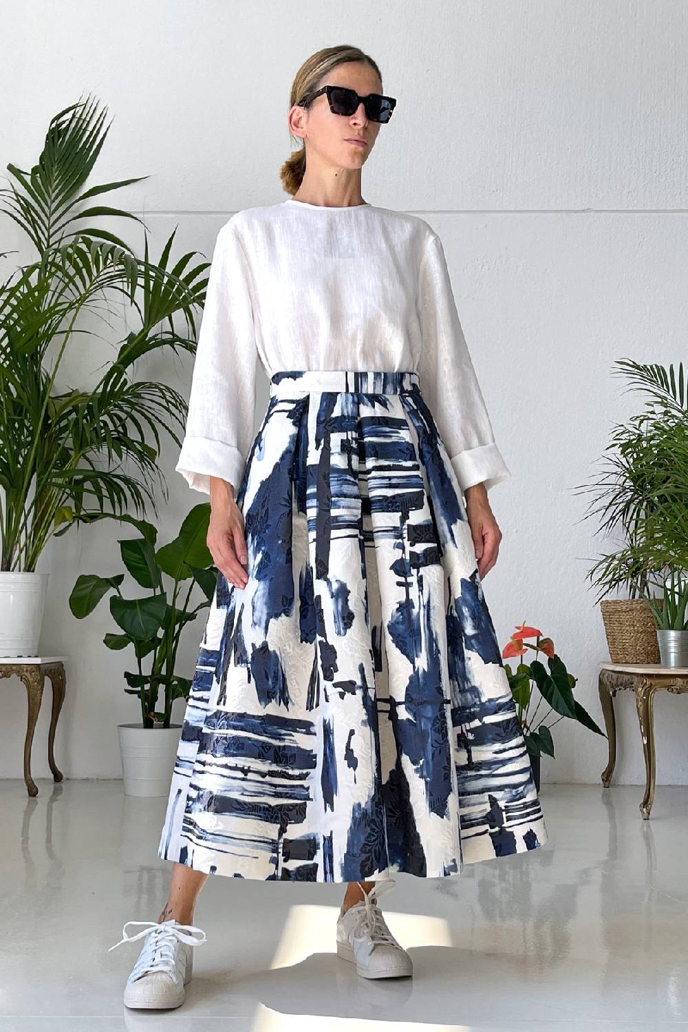 Lunatica Milano Gonna midi Abstract Blu Shopping Online