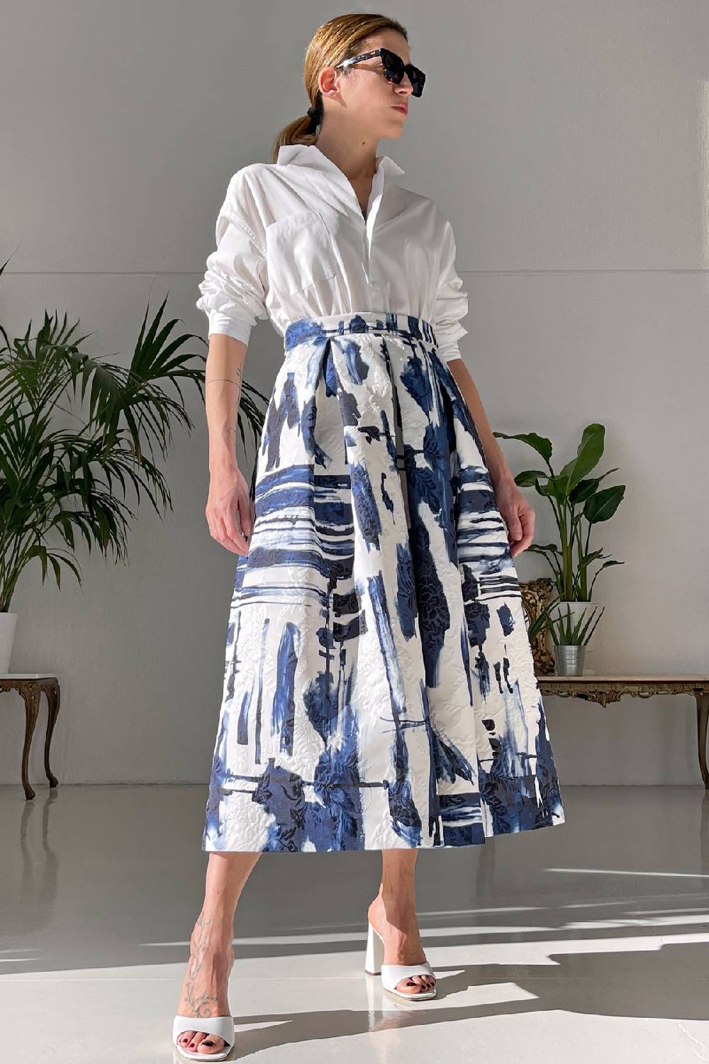 Lunatica Milano Gonna midi Abstract Blu Shopping Online