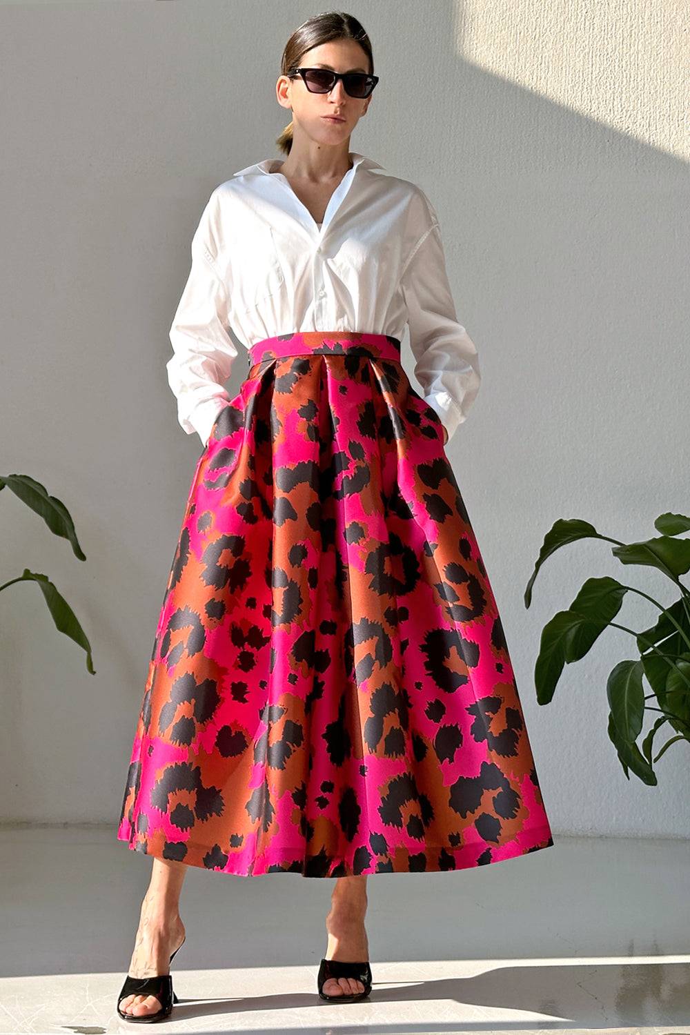 Lunatica Milano Gonna Animalier Fucsia Brown Presa