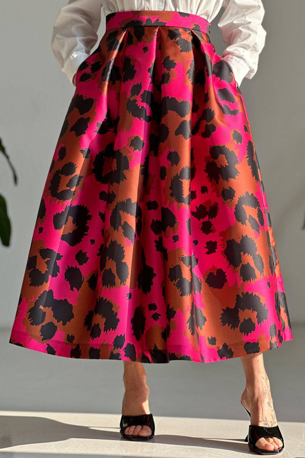 Lunatica Milano Gonna Animalier Fucsia Brown Presa