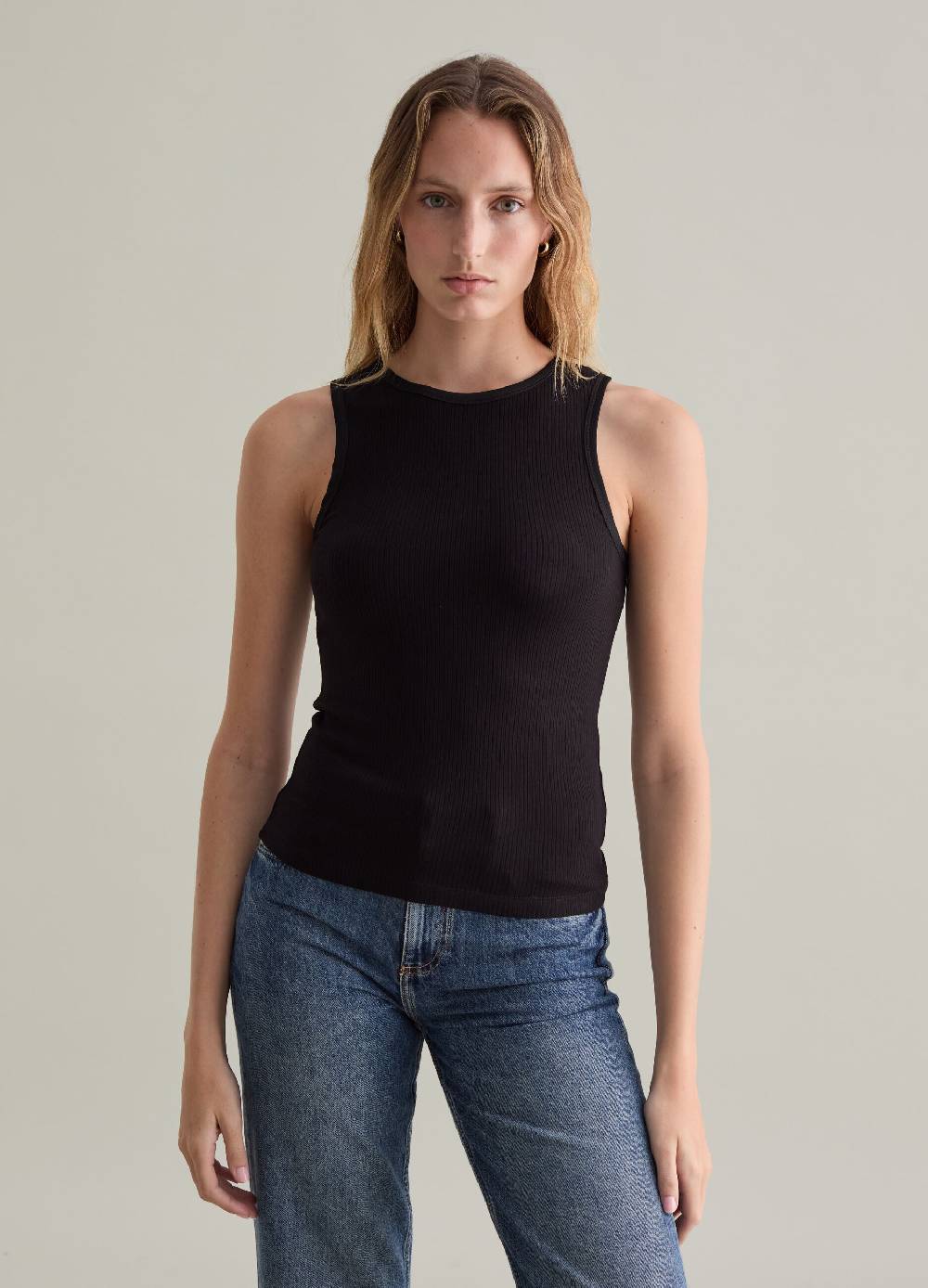 PIOMBO Tank top in viscosa stretch a costine In Linea