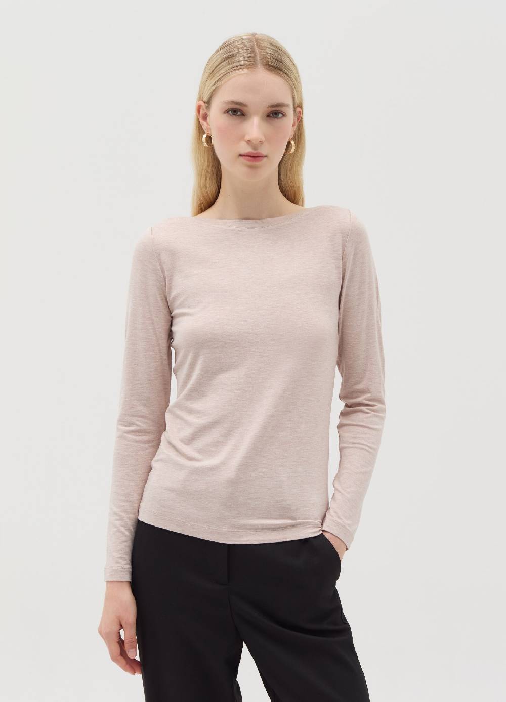 OVS T-shirt in viscosa stretch con scollo a barca Spedizione Gratuita