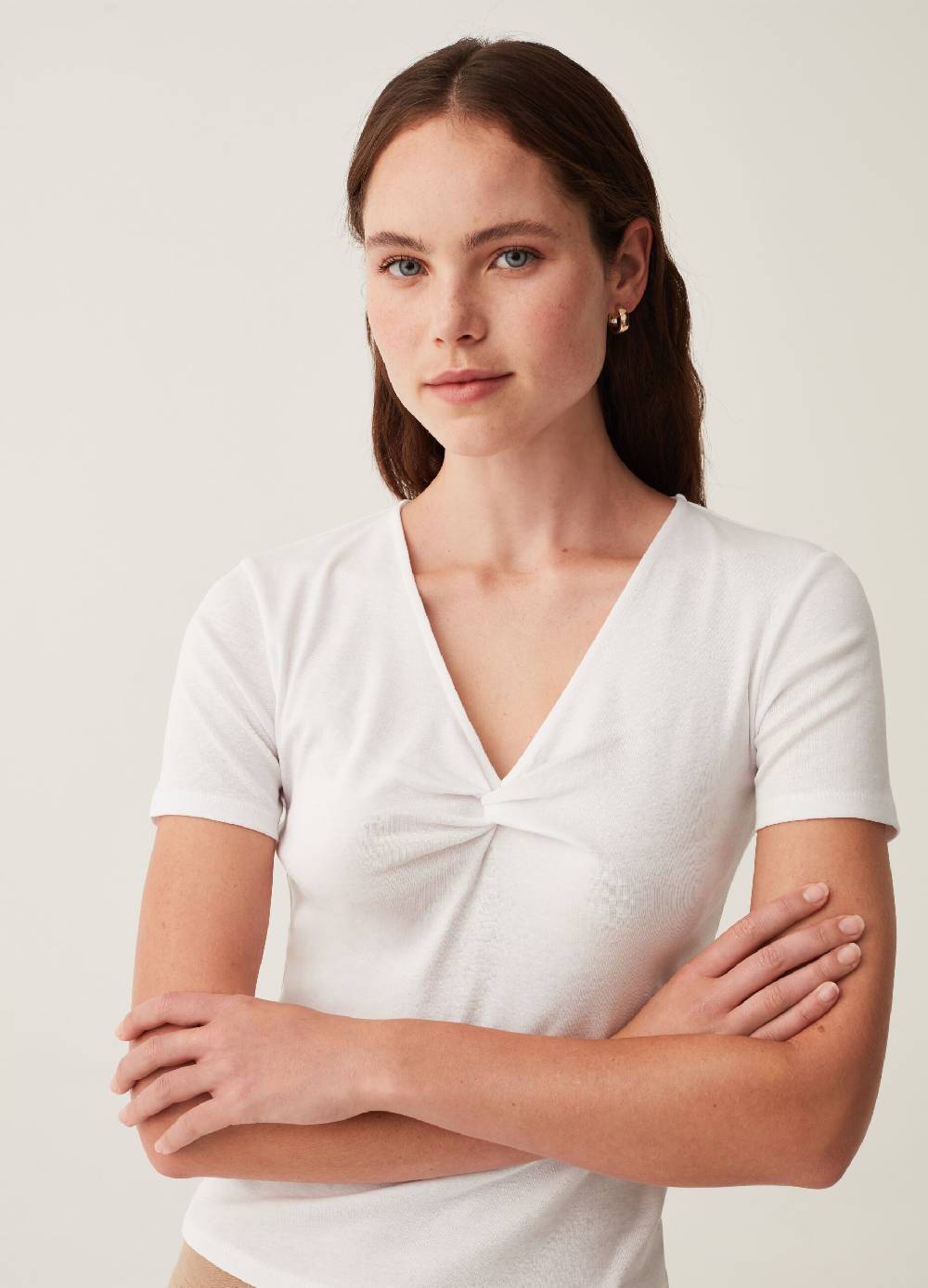 OVS T-shirt con scollo a V e nodo Italy