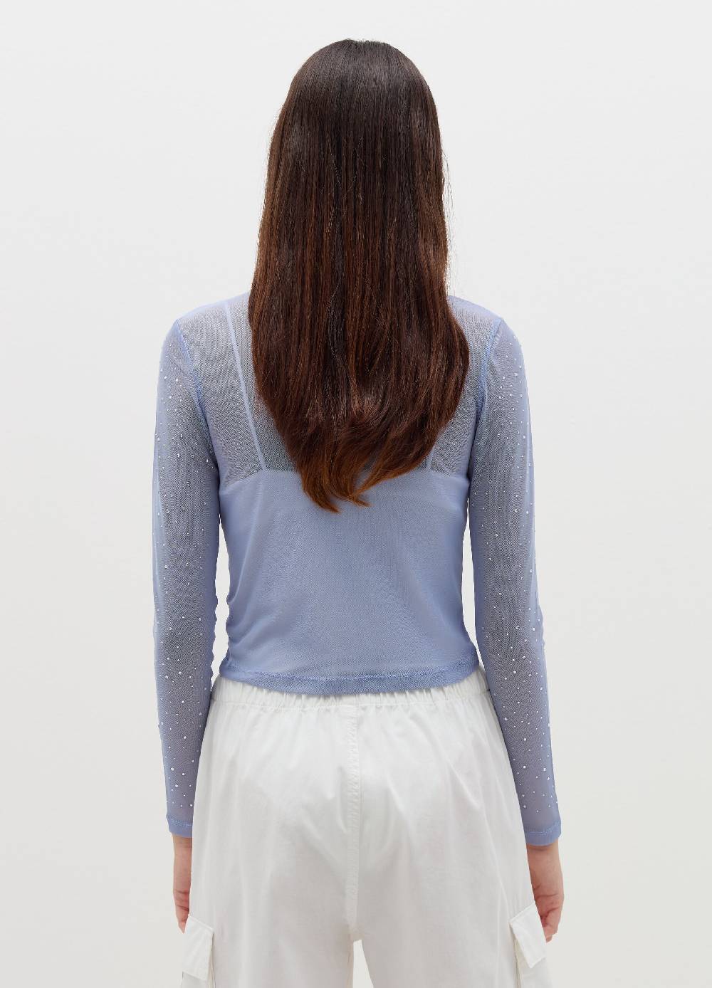 B. ANGEL T-shirt in mesh con strass all-over Qualità Garantita