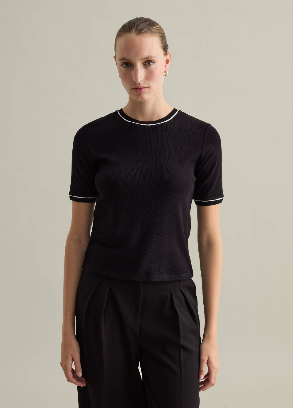 PIOMBO T-shirt con piping a contrasto Contemporary Promozione Limitata