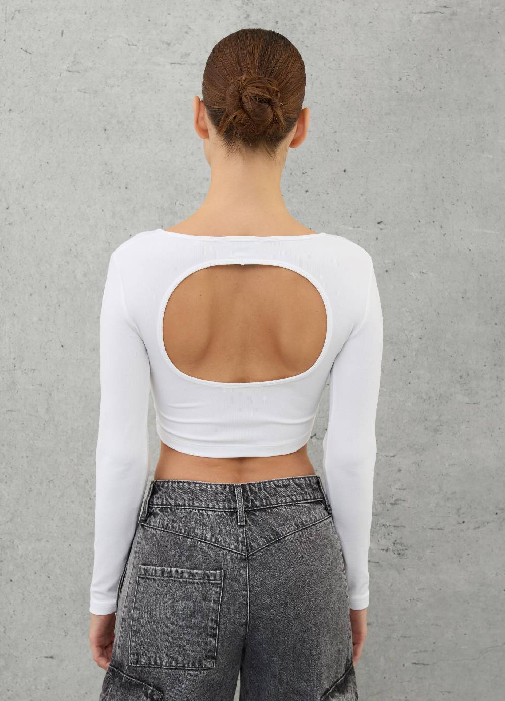 UTOPJA Cut Out Crop Longsleeve White Shopping Online