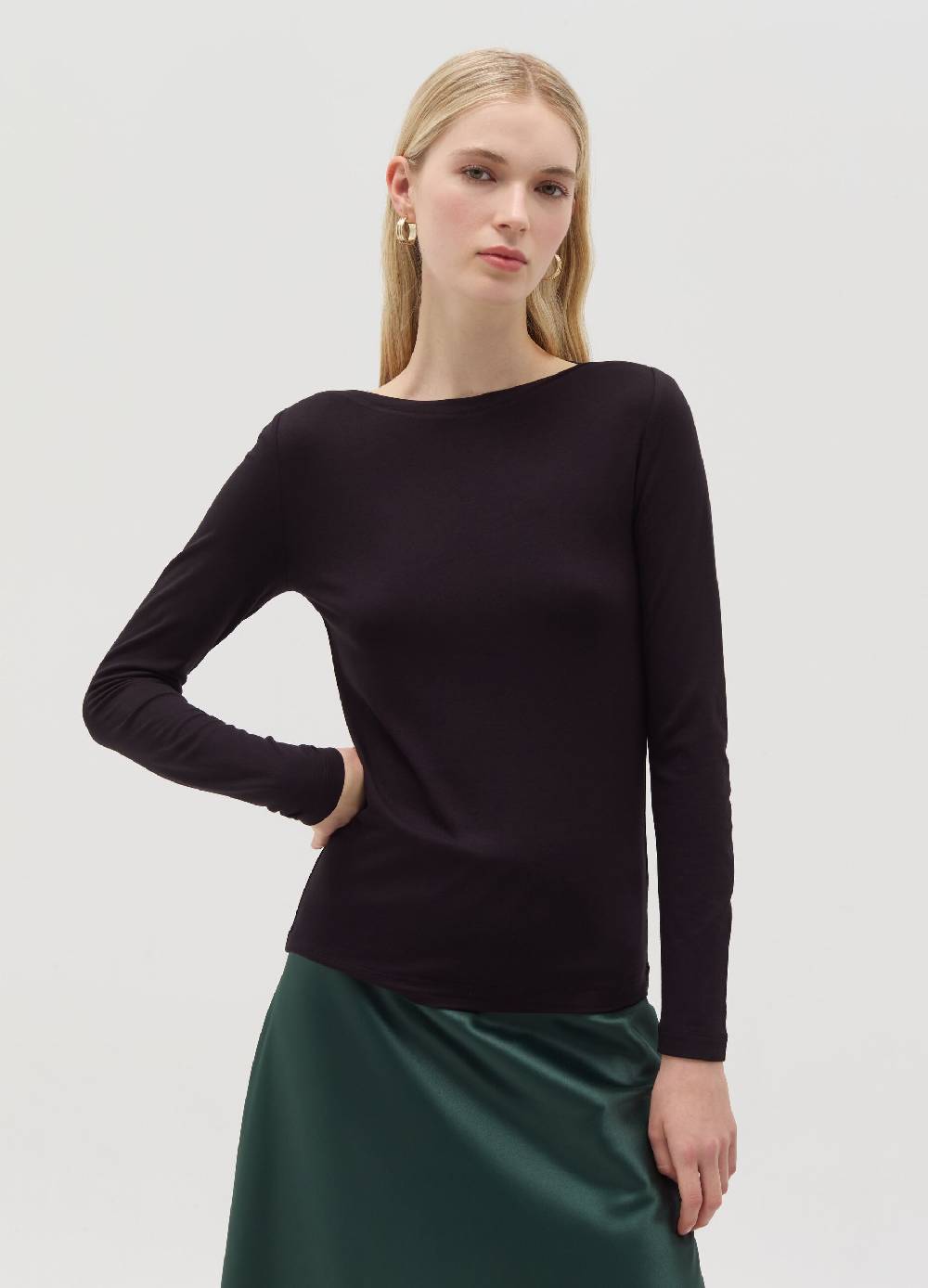 OVS T-shirt in viscosa stretch con scollo a barca Prezzo Ridotto