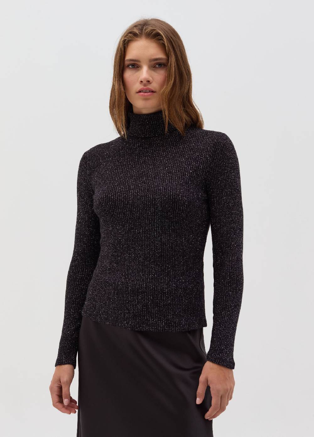 OVS T-shirt in lurex a maniche lunghe con collo alto Outlet