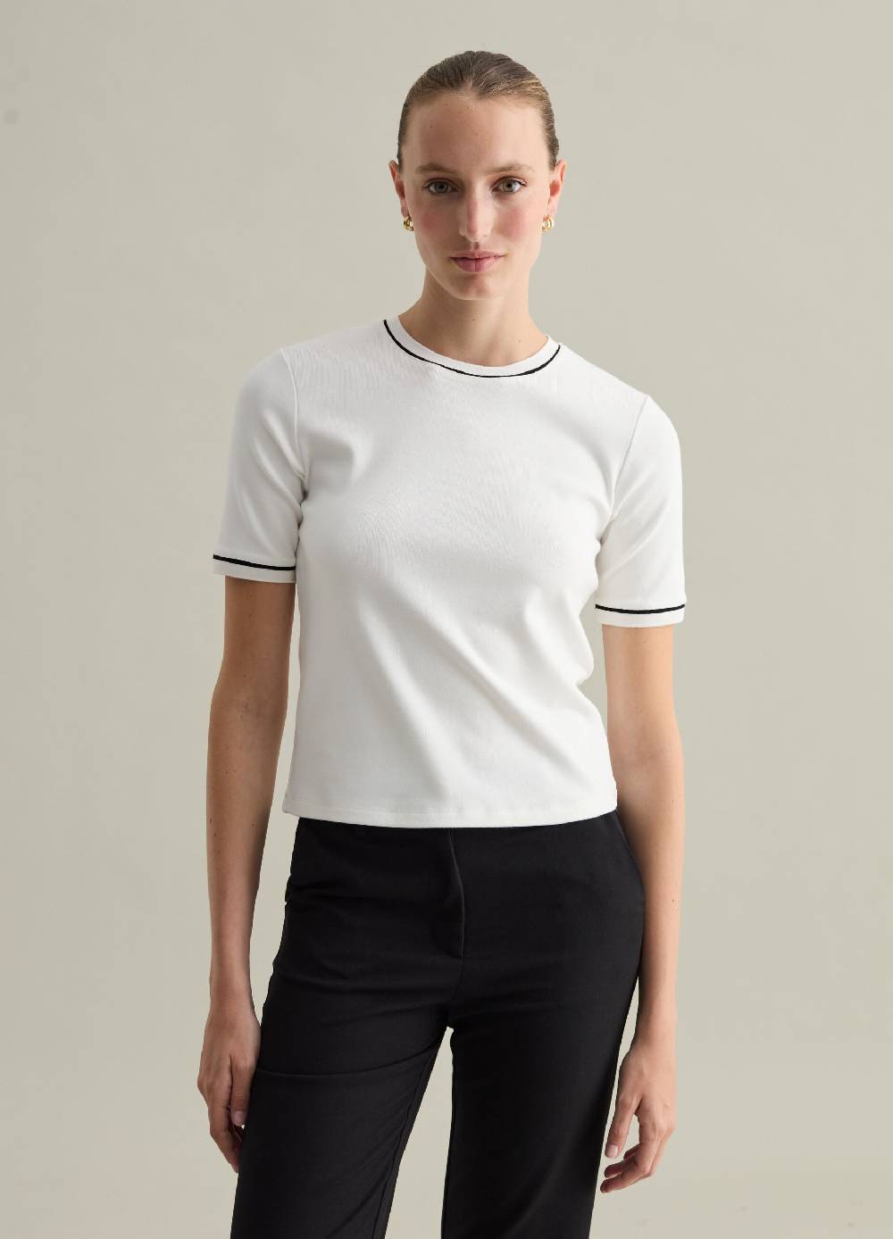 PIOMBO T-shirt con piping a contrasto Contemporary Vendita Calda