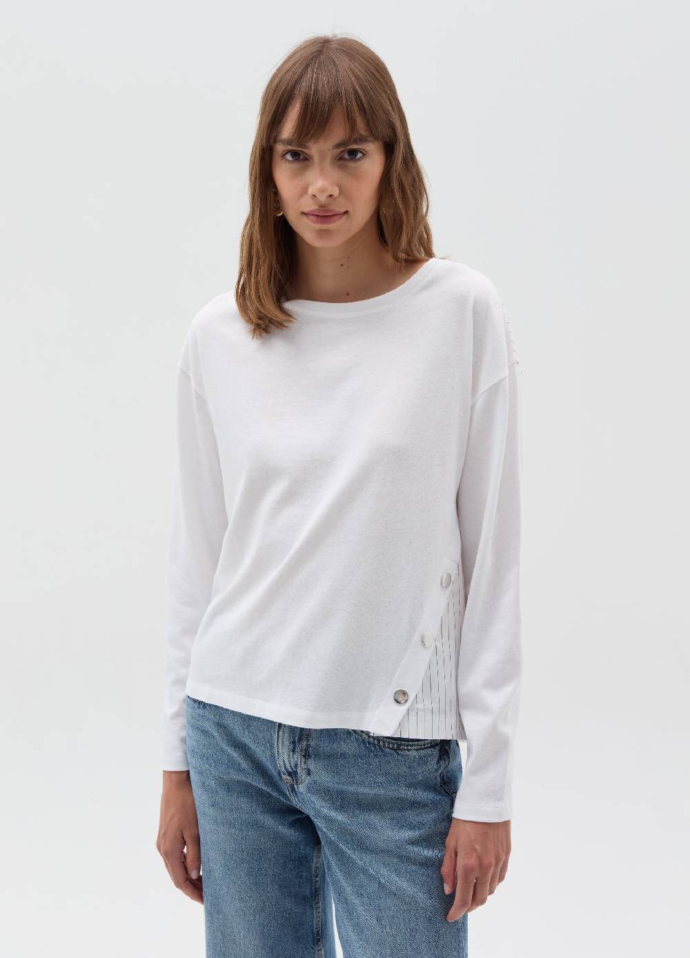 OVS T-shirt a maniche lunghe con inserti a righe Vendita Economica