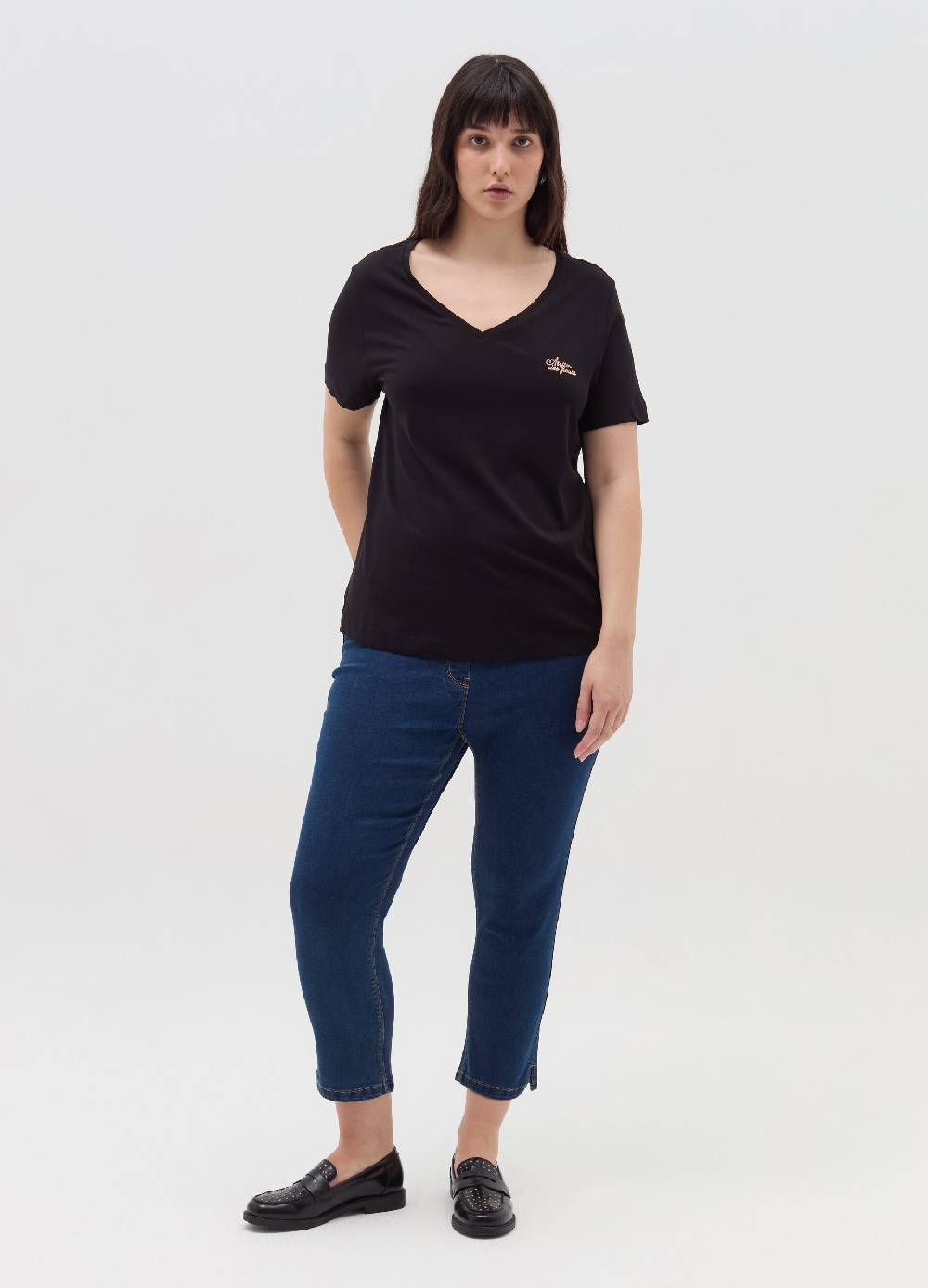 MYA T-shirt con ricamo lurex Curvy Nuovo