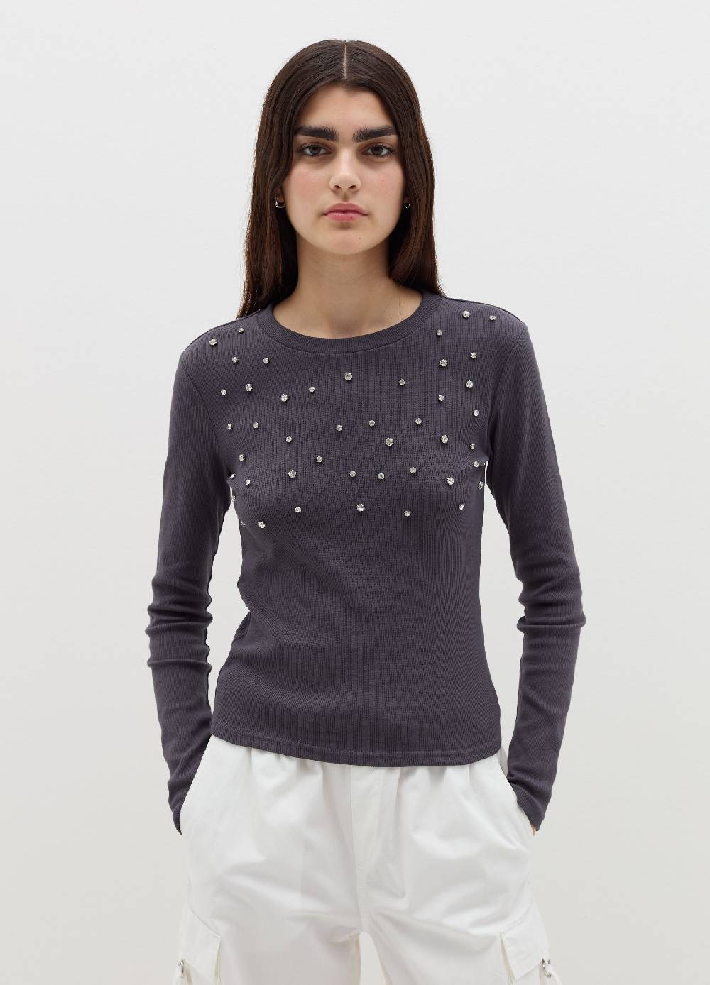 B. ANGEL T-shirt a maniche lunghe con strass Vendita