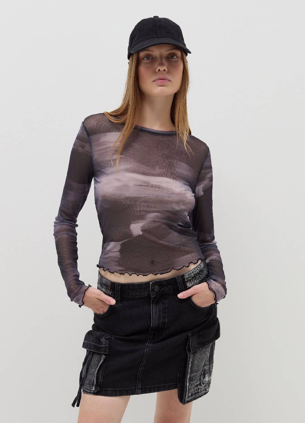 B. ANGEL T-shirt a maniche lunghe in mesh Pezzi Unici
