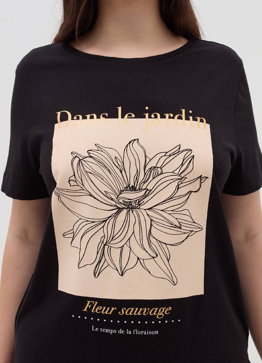 MYA T-shirt in cotone con stampa Curvy Vendita Calda