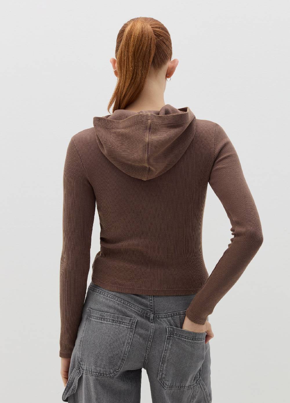 B. ANGEL T-shirt a costine con cappuccio Moda