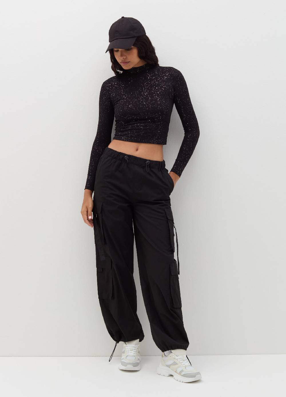 B. ANGEL T-shirt mock neck con maniche lunghe In Vendita