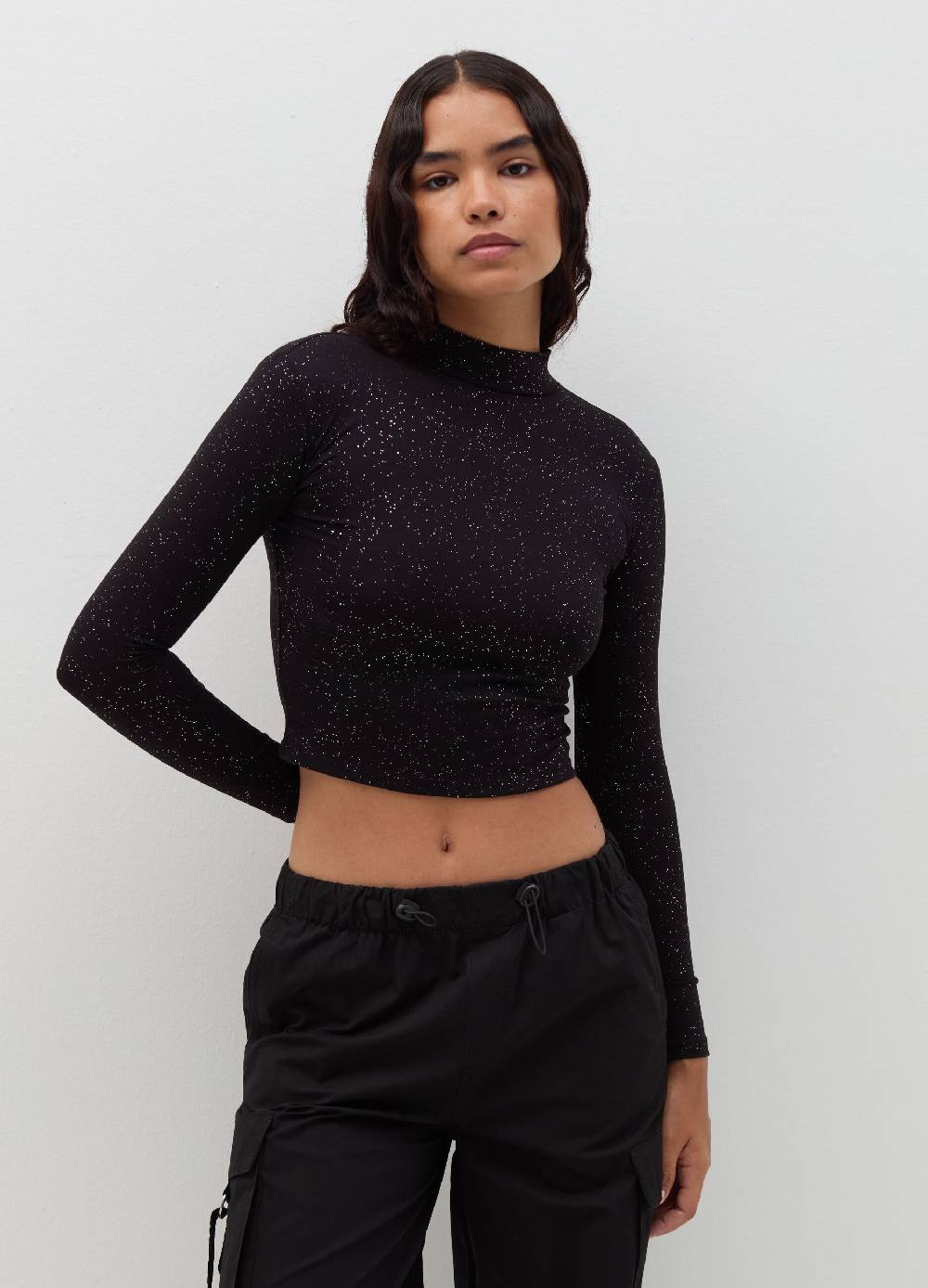 B. ANGEL T-shirt mock neck con maniche lunghe In Vendita
