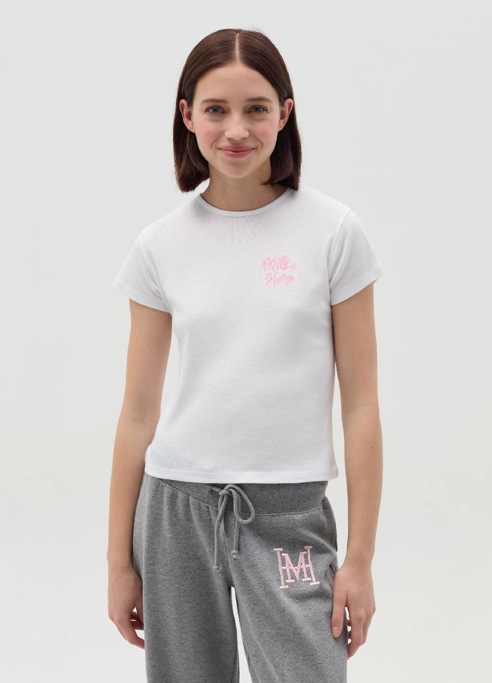 MILK+HERO T-shirt girocollo con ricamo Vendite Flash