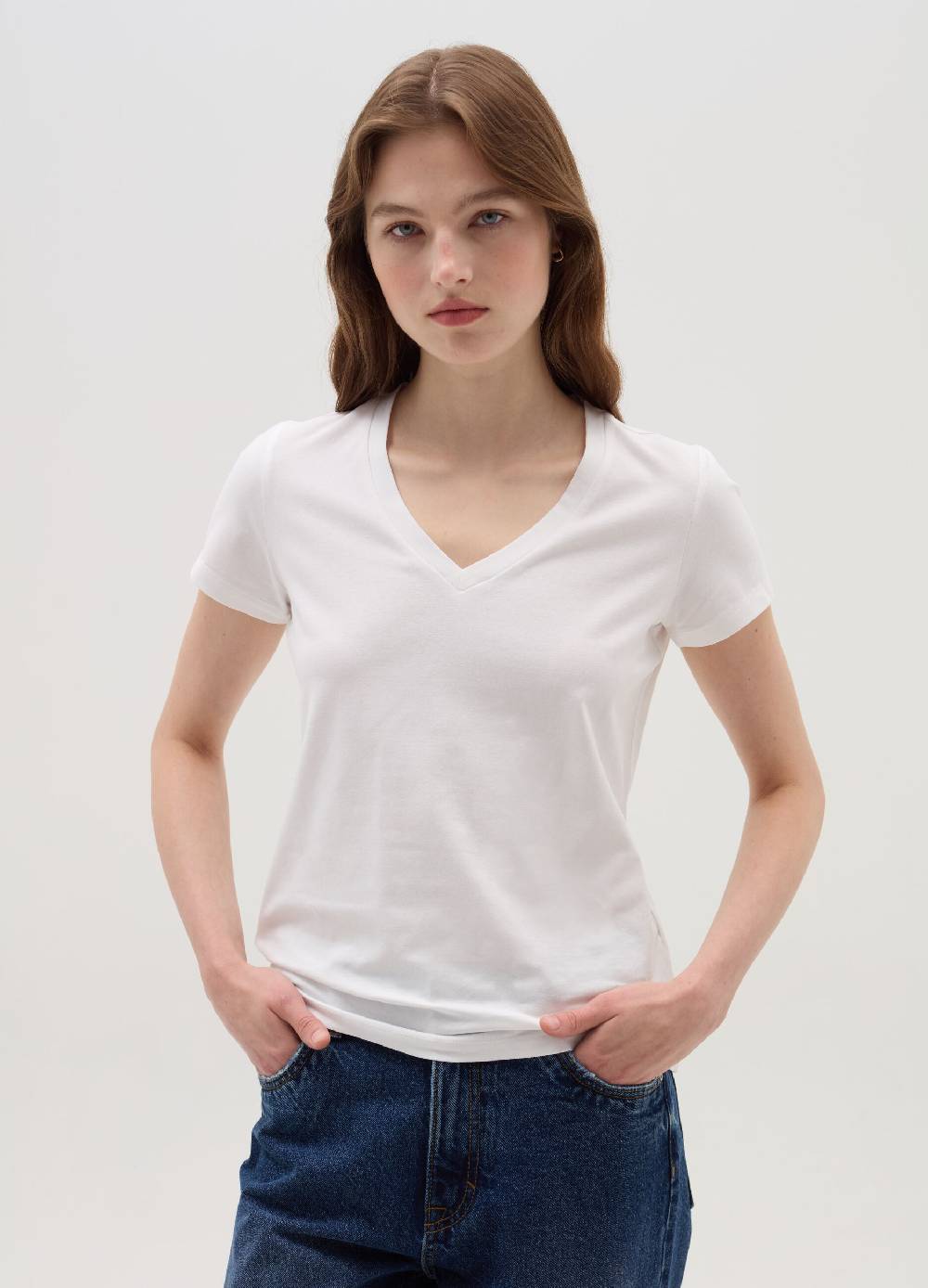 OVS T-shirt tinta unita con scollo a V In Saldo