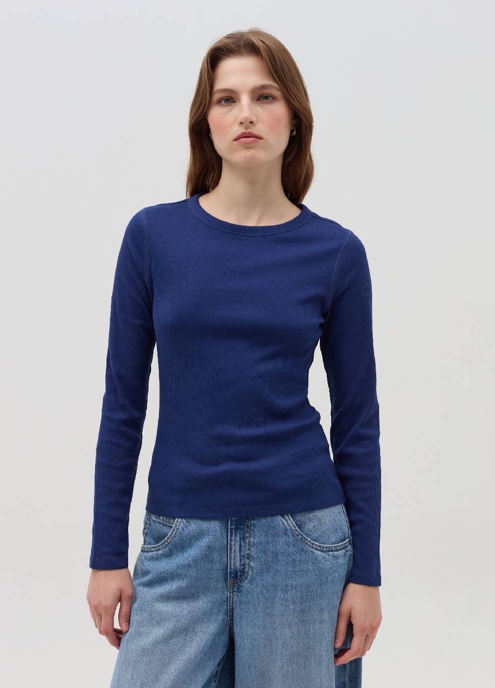 OVS T-shirt a costine con maniche lunghe Nuova
