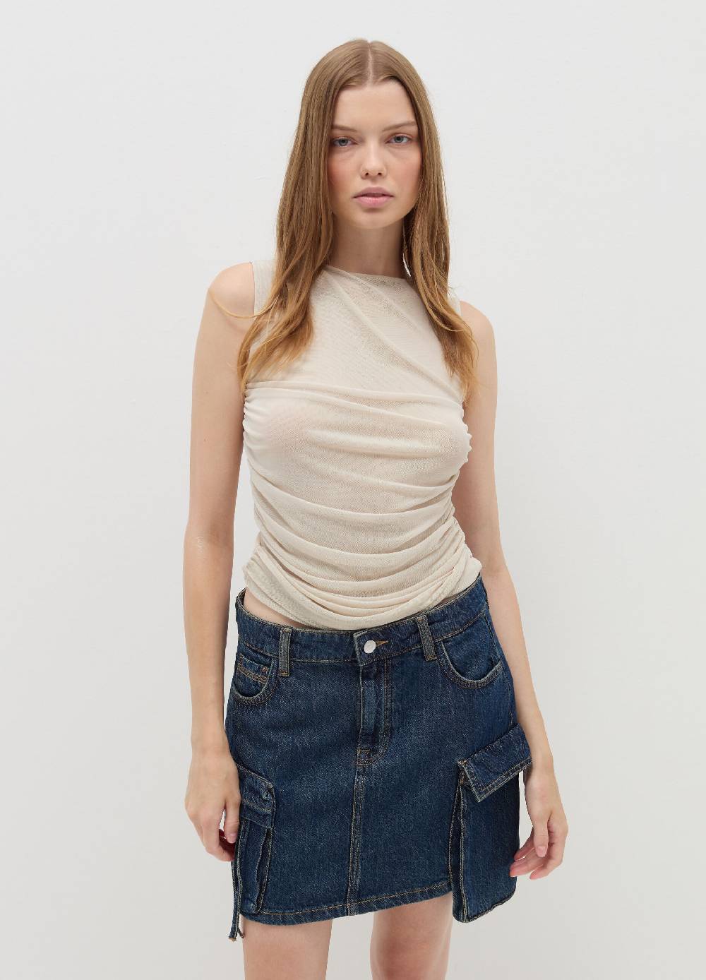 B. ANGEL Top in mesh con arricciatura Qualità Garantita