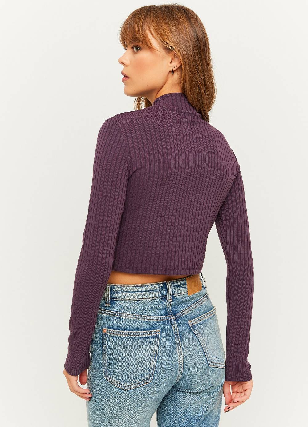 TALLY WEIJL T-shirt cropped a coste piatte mock neck Convenienza