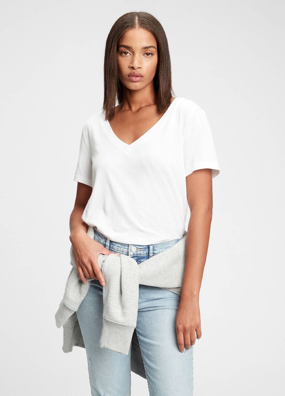 GAP T-shirt in cotone con scollo a V Hotsell